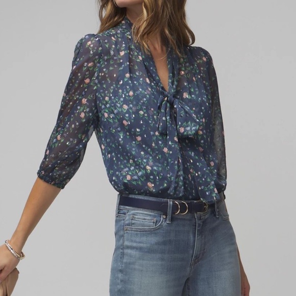 White House Black Market Tops - White‎ House Black Market Floral Blouse and Camisole in Blue and Pink